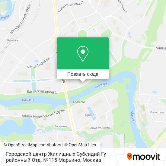 Карта Городской центр Жилищных Субсидий Гу районный Отд. №115 Марьино