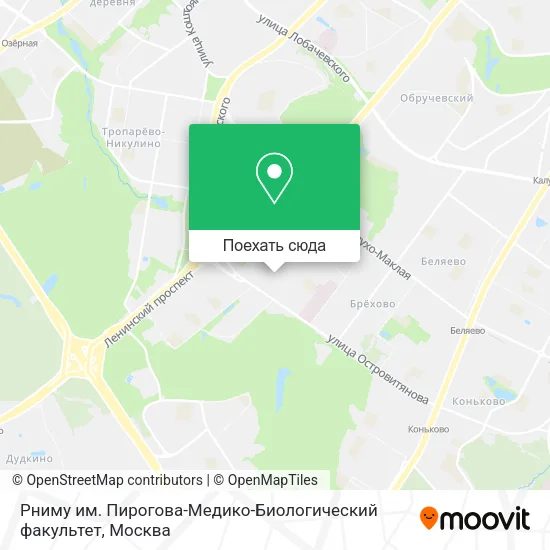 Карта Рниму им. Пирогова-Медико-Биологический факультет