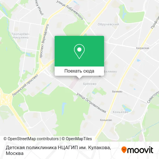 Карта Детская поликлиника НЦАГИП им. Кулакова