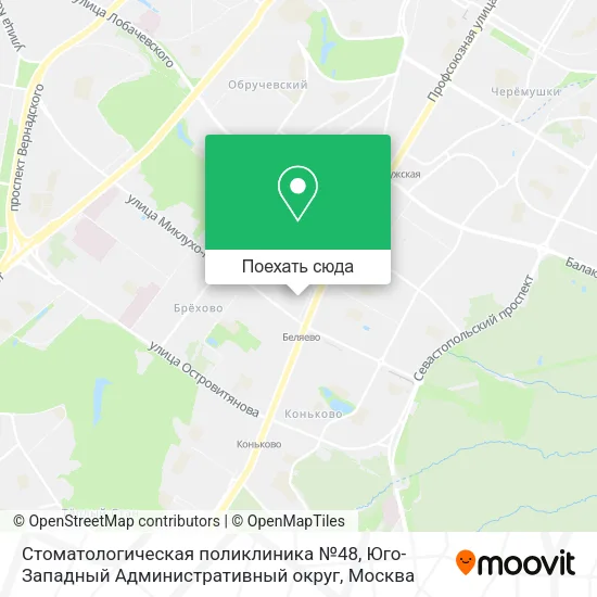 Карта Стоматологическая поликлиника №48, Юго-Западный Административный округ