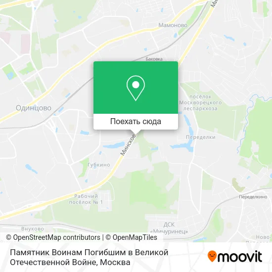 Карта Памятник Воинам Погибшим в Великой Отечественной Войне