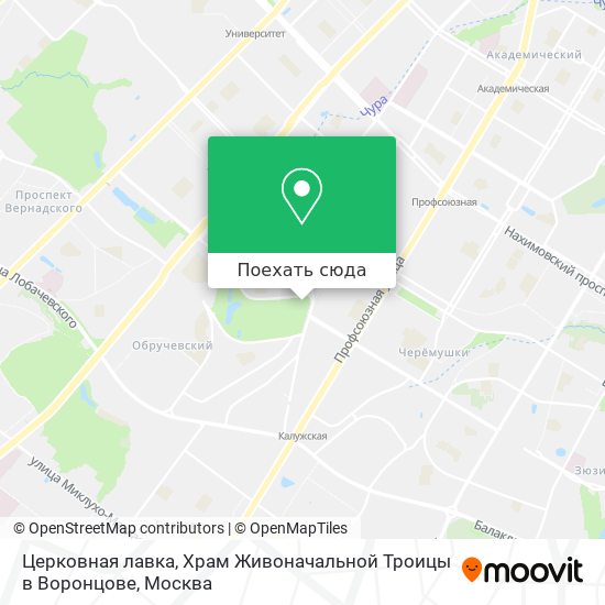 Карта Церковная лавка, Храм Живоначальной Троицы в Воронцове