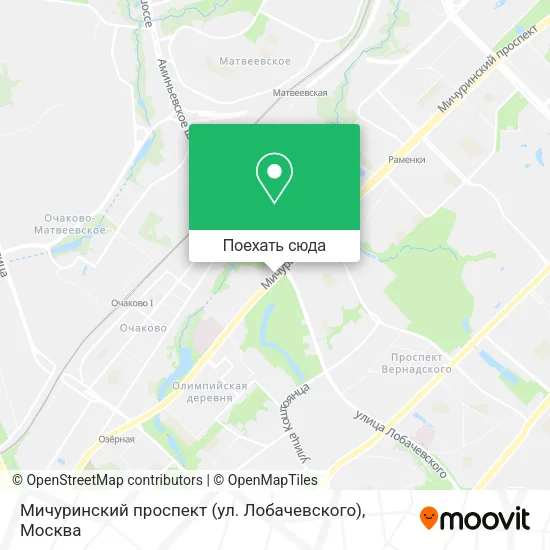 Карта Мичуринский проспект (ул. Лобачевского)