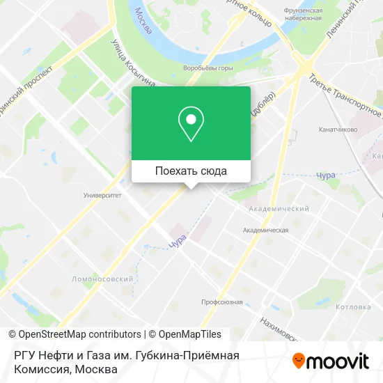 Карта РГУ Нефти и Газа им. Губкина-Приёмная Комиссия