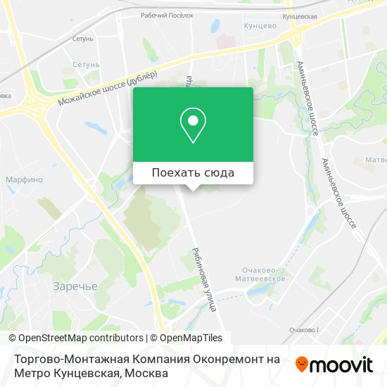 Карта Торгово-Монтажная Компания Оконремонт на Метро Кунцевская