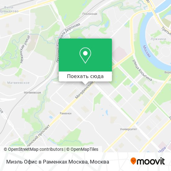 Карта Миэль Офис в Раменках Москва