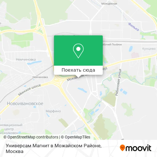 Карта Универсам Магнит в Можайском Районе