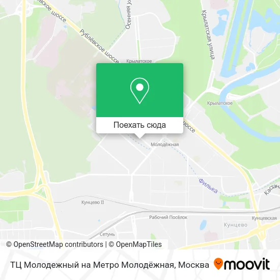 Карта ТЦ Молодежный на Метро Молодёжная