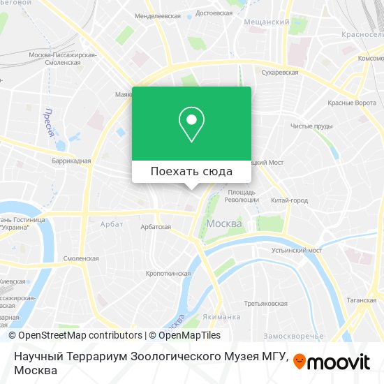 Карта Научный Террариум Зоологического Музея МГУ