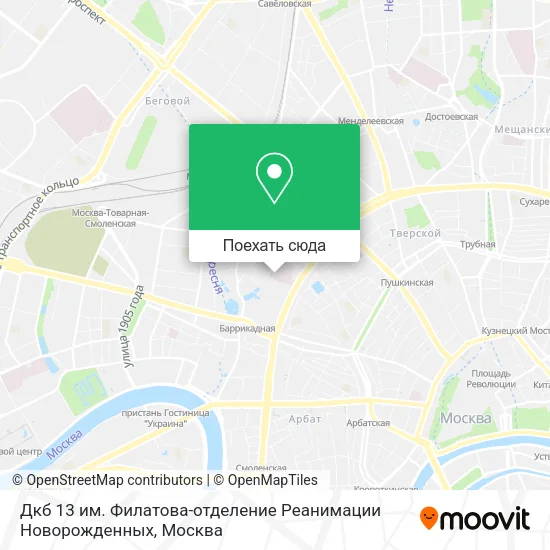 Карта Дкб 13 им. Филатова-отделение Реанимации Новорожденных
