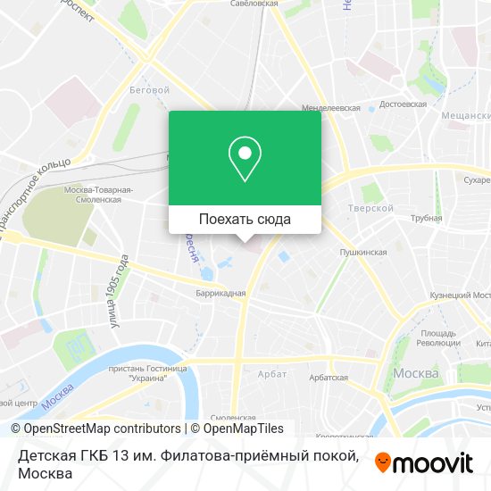 Карта Детская ГКБ 13 им. Филатова-приёмный покой