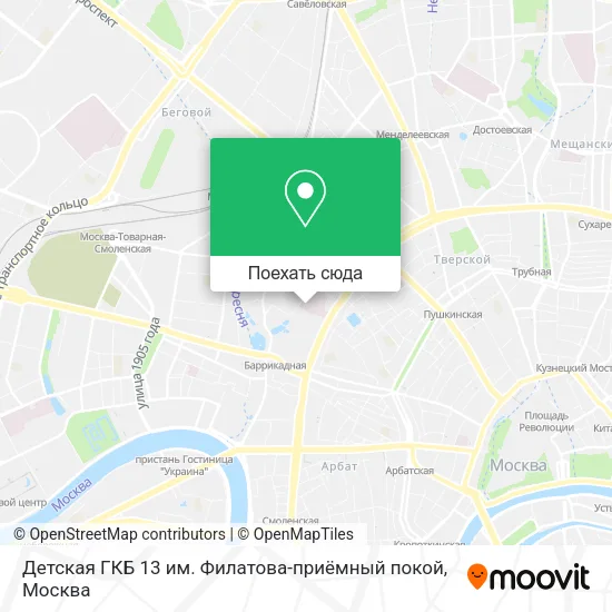 Карта Детская ГКБ 13 им. Филатова-приёмный покой