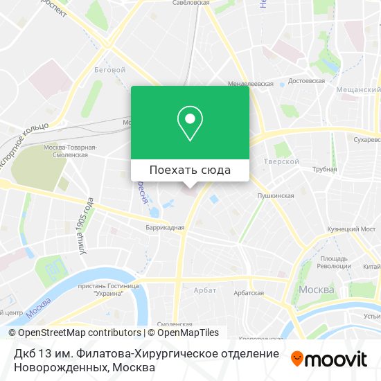 Карта Дкб 13 им. Филатова-Хирургическое отделение Новорожденных