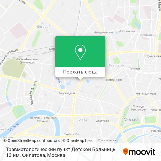 Карта Травматологический пункт Детской Больницы 13 им. Филатова