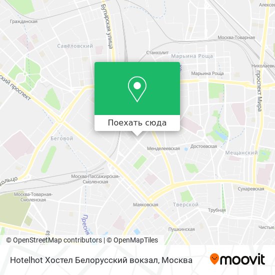 Карта Hotelhot Хостел Белорусский вокзал