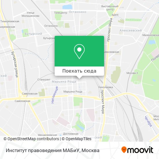 Карта Институт правоведения МАБиУ