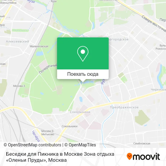 Карта Беседки для Пикника в Москве Зона отдыха «Оленьи Пруды»