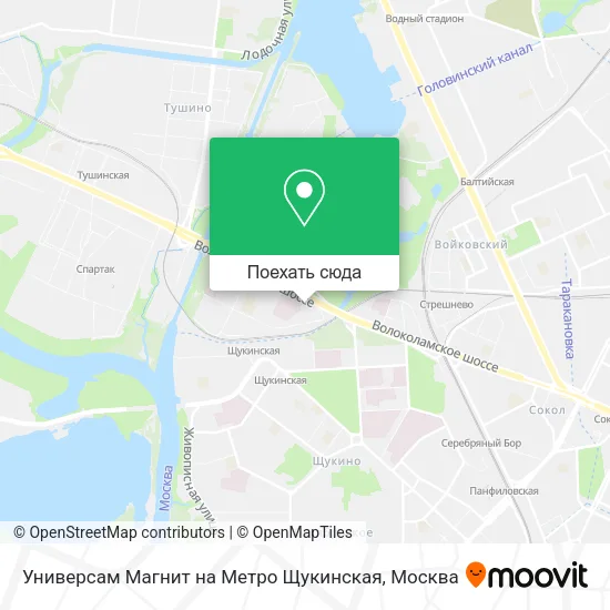 Карта Универсам Магнит на Метро Щукинская