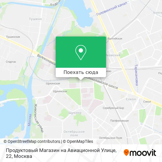 Карта Продуктовый Магазин на Авиационной Улице, 22