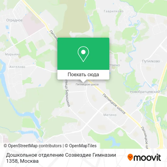 Карта Дошкольное отделение Созвездие Гимназии 1358