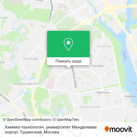 Карта Химико-технологич. университет Менделеева корпус Тушинский