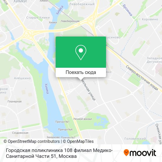 Карта Городская поликлиника 108 филиал Медико-Санитарной Части 51