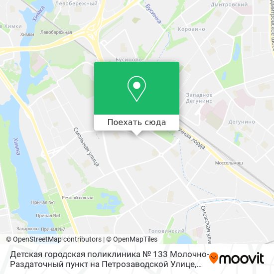 Карта Детская городская поликлиника № 133 Молочно-Раздаточный пункт на Петрозаводской Улице