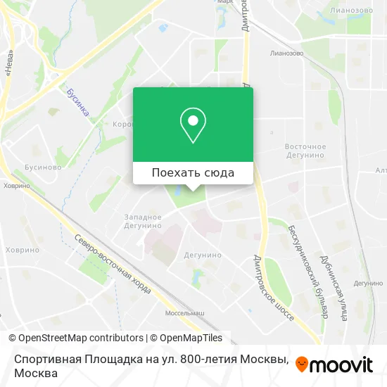 Карта Спортивная Площадка на ул. 800-летия Москвы