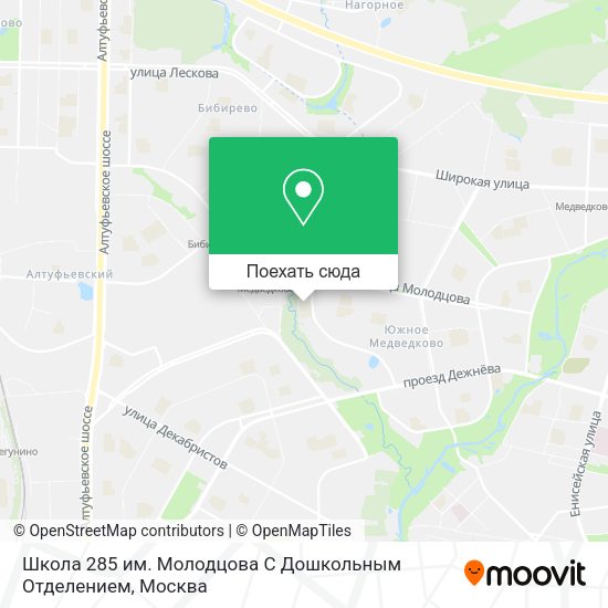 Карта Школа 285 им. Молодцова С Дошкольным Отделением