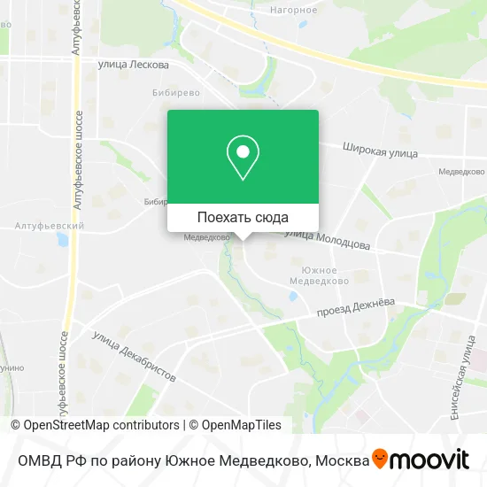 Карта ОМВД РФ по району Южное Медведково