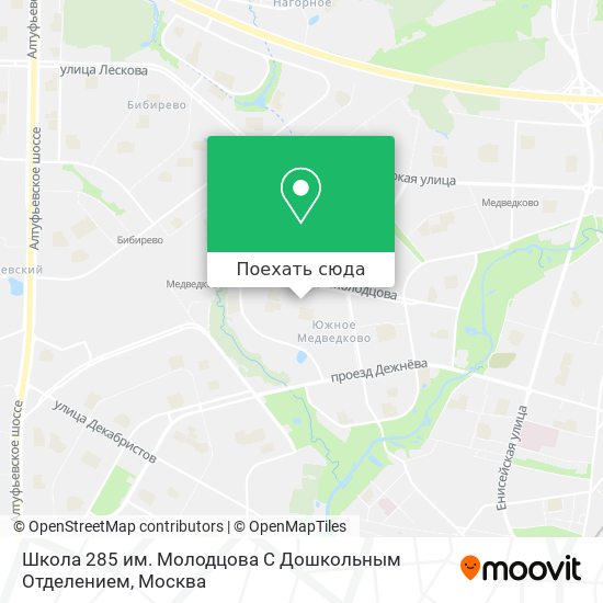 Карта Школа 285 им. Молодцова С Дошкольным Отделением