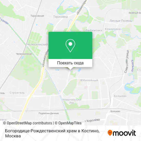 Карта Богородице-Рождественский храм в Костино