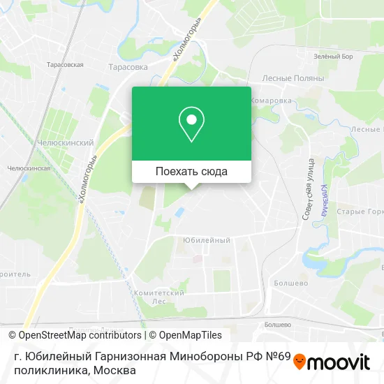 Карта г. Юбилейный Гарнизонная Минобороны РФ №69 поликлиника
