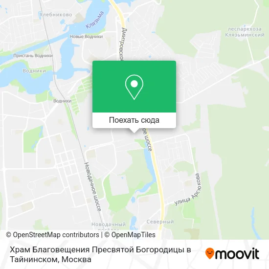 Карта Храм Благовещения Пресвятой Богородицы в Тайнинском