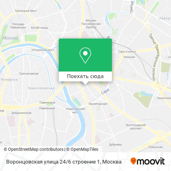 Карта Воронцовская улица 24 / 6 строение 1