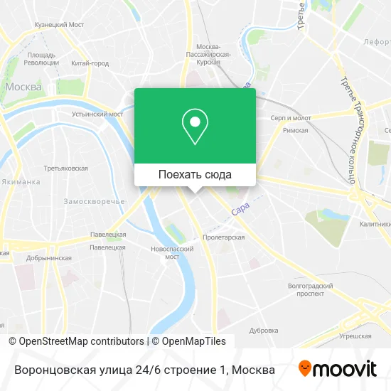 Карта Воронцовская улица 24 / 6 строение 1