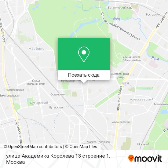Карта улица Академика Королева 13 строение 1