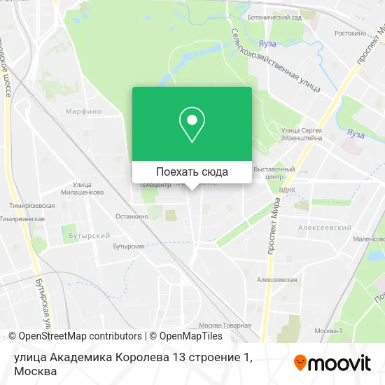 Карта улица Академика Королева 13 строение 1
