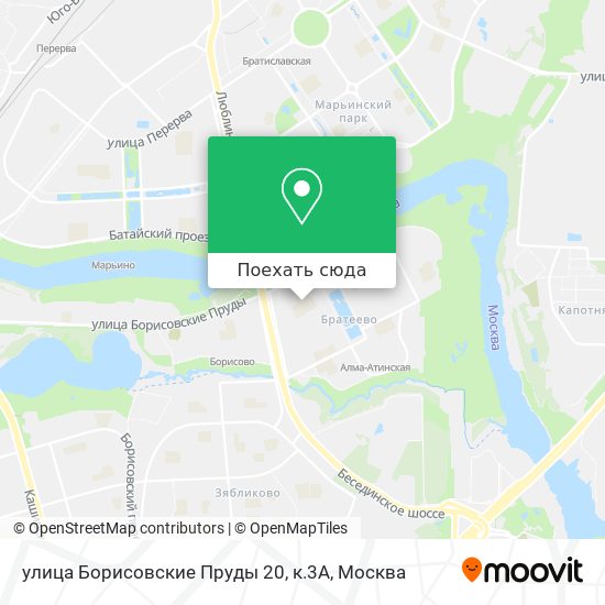 Карта улица Борисовские Пруды 20, к.3А
