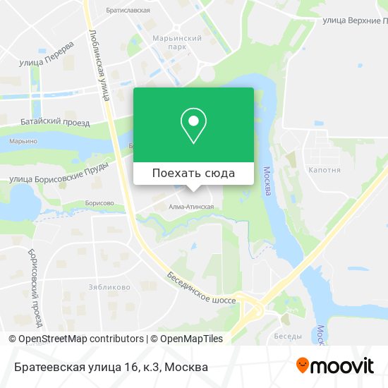 Карта Братеевская улица 16, к.3