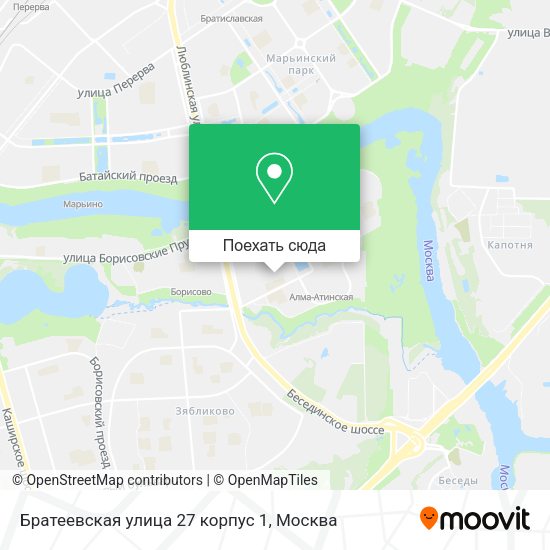 Карта Братеевская улица 27 корпус 1