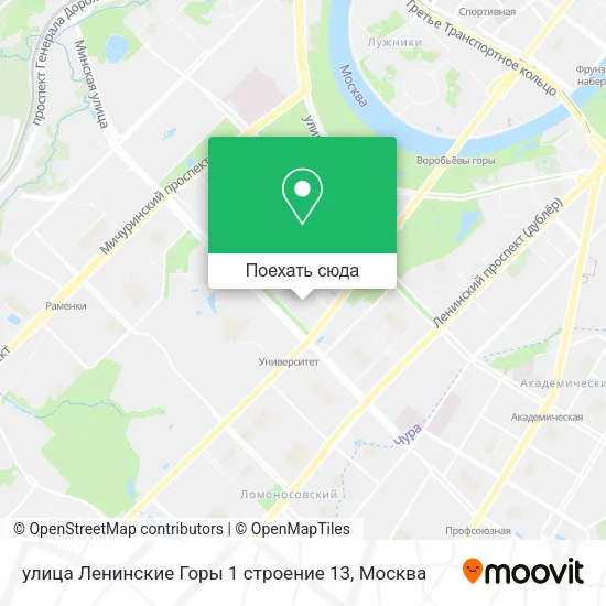 Карта улица Ленинские Горы 1 строение 13