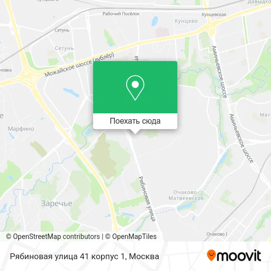 Карта Рябиновая улица 41 корпус 1