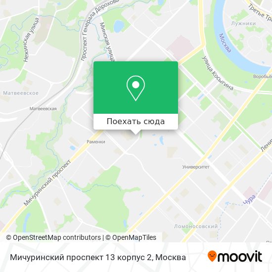 Карта Мичуринский проспект 13 корпус 2