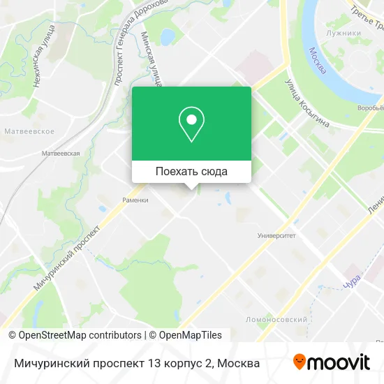 Карта Мичуринский проспект 13 корпус 2