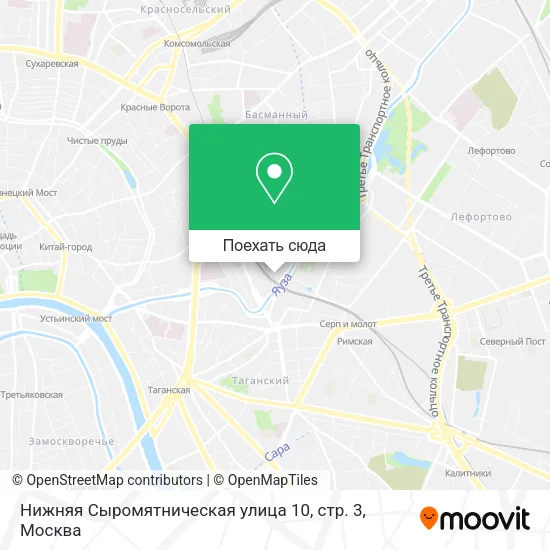 Карта Нижняя Сыромятническая улица 10, стр. 3