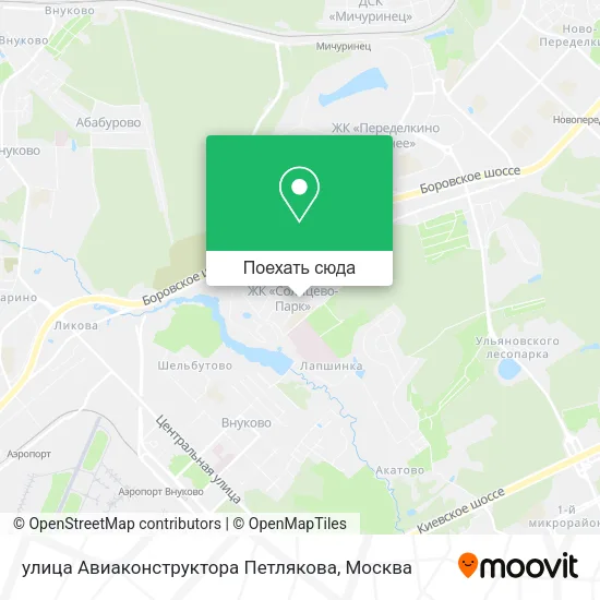Карта улица Авиаконструктора Петлякова