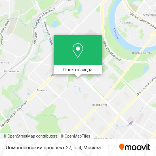 Карта Ломоносовский проспект 27, к. 4