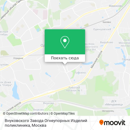 Карта Внуковского Завода Огнеупорных Изделий поликлиника