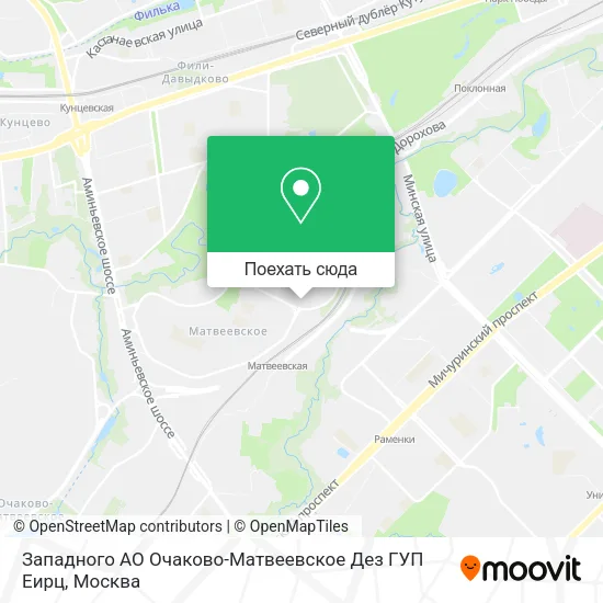 Карта Западного АО Очаково-Матвеевское Дез ГУП Еирц